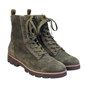 Vionic Olive Green Suede Lace-Up Ankle Boots